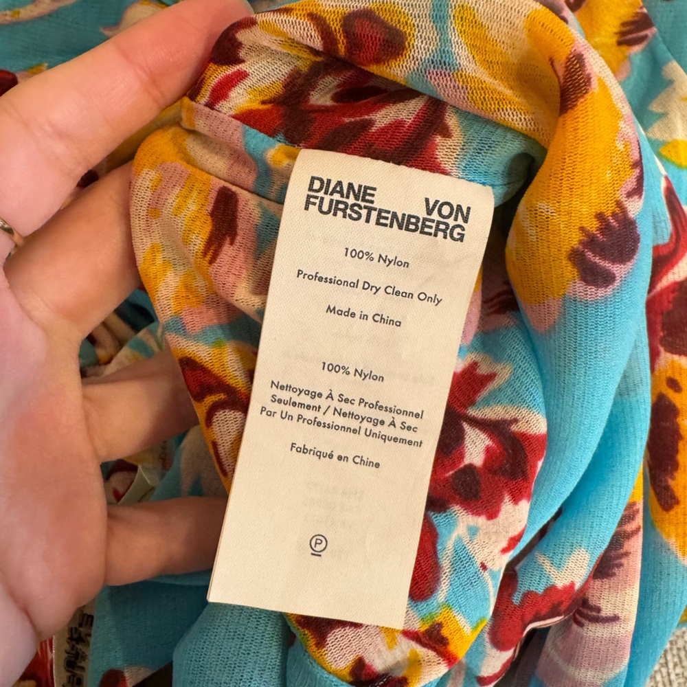 Diane Von Furstenberg Sleeveless Floral Dress in Blue and Yellow - Picture 9 of 9